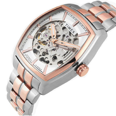 Timex Men Silver Rectangle Dial Analog Automatic Watch 38.4mm TWEG25903