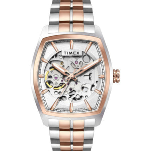 Timex Men Silver Rectangle Dial Analog Automatic Watch 38.4mm TWEG25903