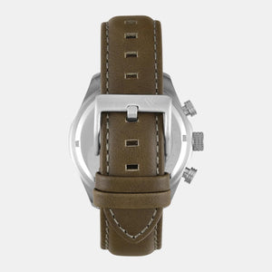 Fashion Men Quartz Beige Dial Chronograph Leather Watch TWEG26000