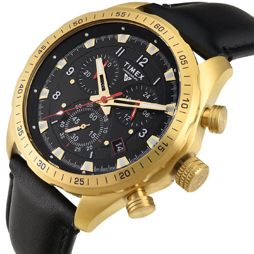 Timex Vector Men Black Round Chronograph Dial Analog Watch 45mm TWEG26001