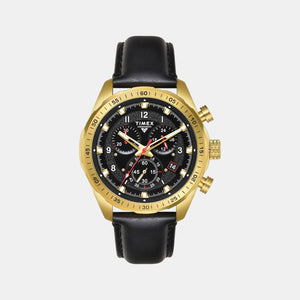 Fashion Men Quartz Black Dial Chronograph Leather Watch TWEG26001