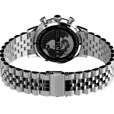 Timex Marlin Men Chronograph Tachymeter Silver Dial Stainless Steel Bracelet Watch 42mm TWEG26704
