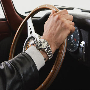 Timex Marlin Men Chronograph Tachymeter Silver Dial Stainless Steel Bracelet Watch 42mm TWEG26704