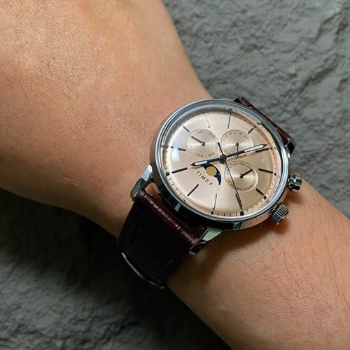 Timex Marlin Rose Gold-Tone Round Dial Analog Moon Phase Men's Watch  40mm TWEG26801
