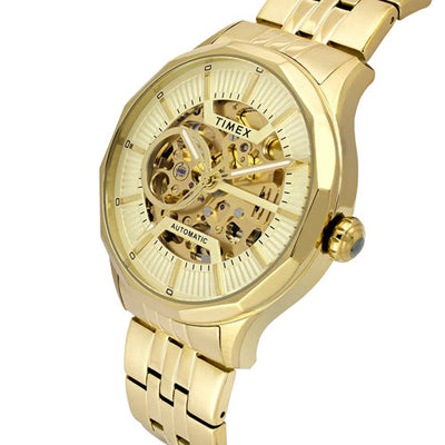 Timex Round Champagne Dial Analog Automatic Men's Watch 44mm TWEG27600
