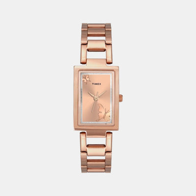 Fashion Women Quartz Rose Gold Dial Analog Stainless Steel Watch TWEL11303