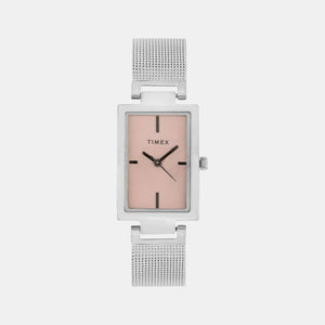 Fashion Women Quartz Pink Dial Analog Stainless Steel Watch TWEL11306