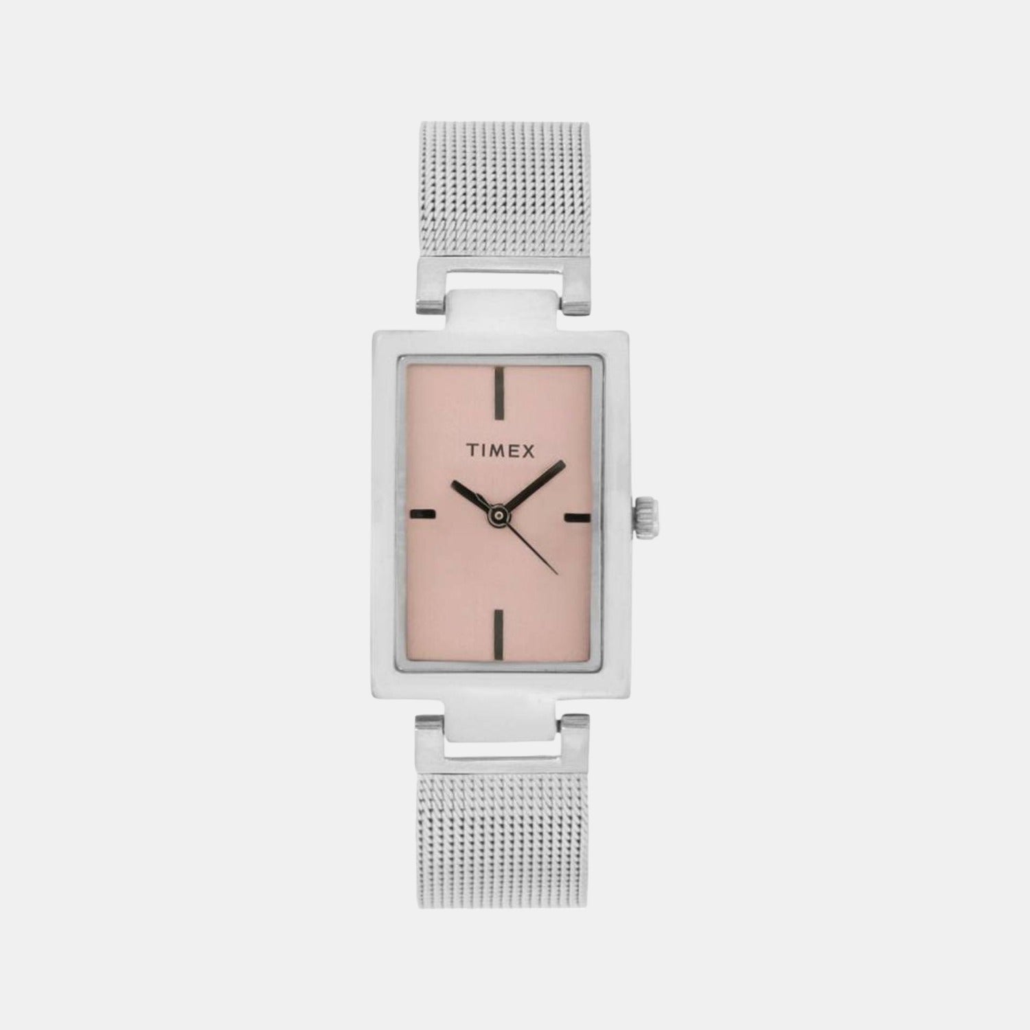 Fashion Women Quartz Pink Dial Analog Stainless Steel Watch TWEL11306