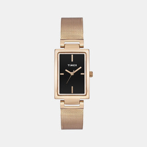 Fashion Women Quartz Black Dial Analog Stainless Steel Watch TWEL11308