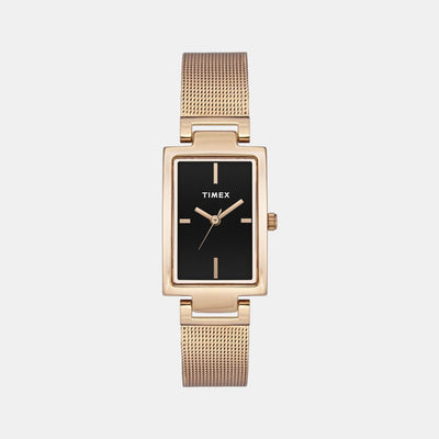 Fashion Women Quartz Black Dial Analog Stainless Steel Watch TWEL11308