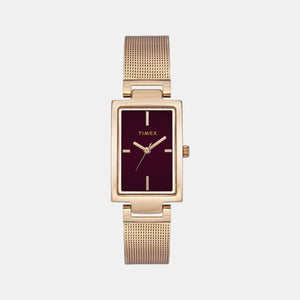 Fashion Women Quartz Brown Dial Analog Stainless Steel Watch TWEL11310