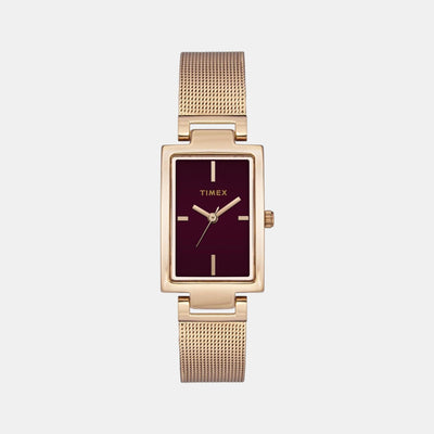 Fashion Women Quartz Brown Dial Analog Stainless Steel Watch TWEL11310