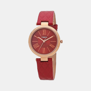 Fashion Women Quartz Red Dial Analog Leather Watch TWEL11804