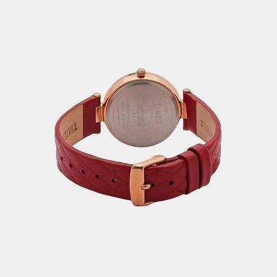 Fashion Women Quartz Red Dial Analog Leather Watch TWEL11804