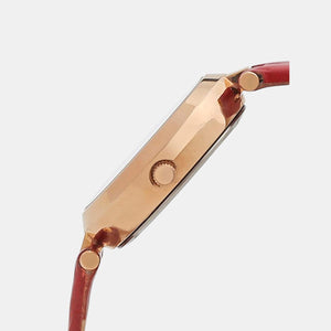 Fashion Women Quartz Red Dial Analog Leather Watch TWEL11804