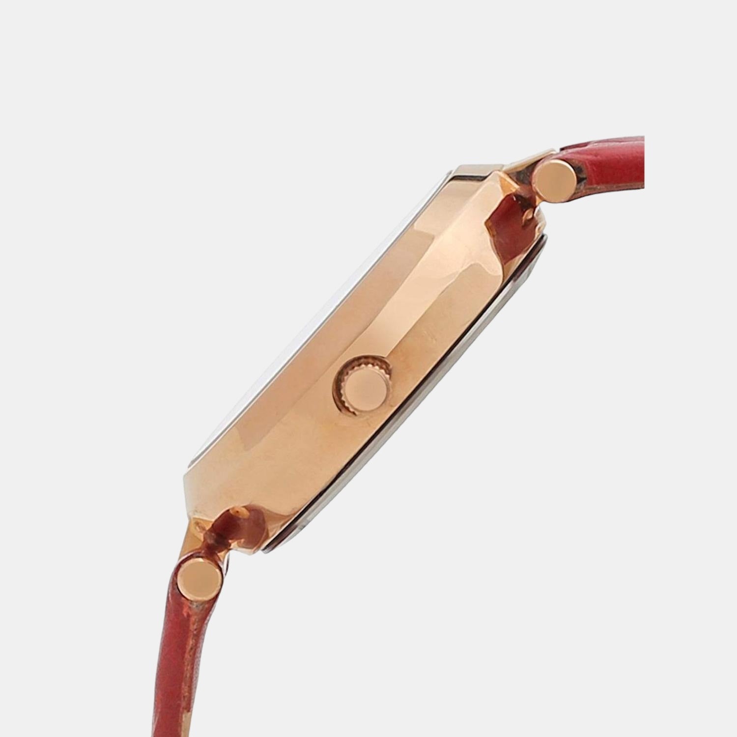 Fashion Women Quartz Red Dial Analog Leather Watch TWEL11804