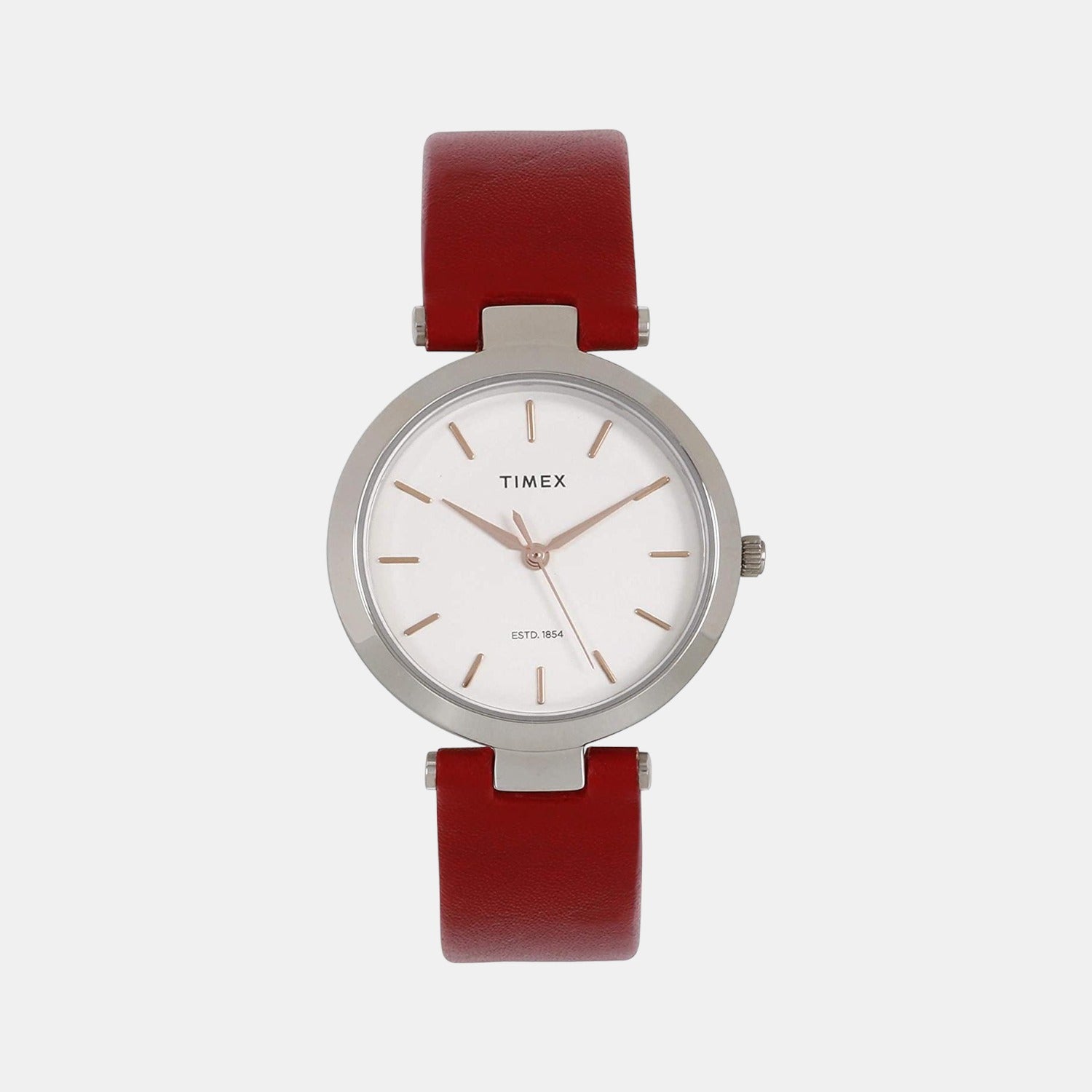 Fashion Women Quartz Silver Dial Analog Leather Watch TWEL11815