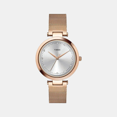 Fashion Women Quartz Silver Dial Analog Stainless Steel Watch TWEL11823
