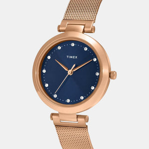 Fashion Women Quartz Blue Dial Analog Stainless Steel Watch TWEL11824