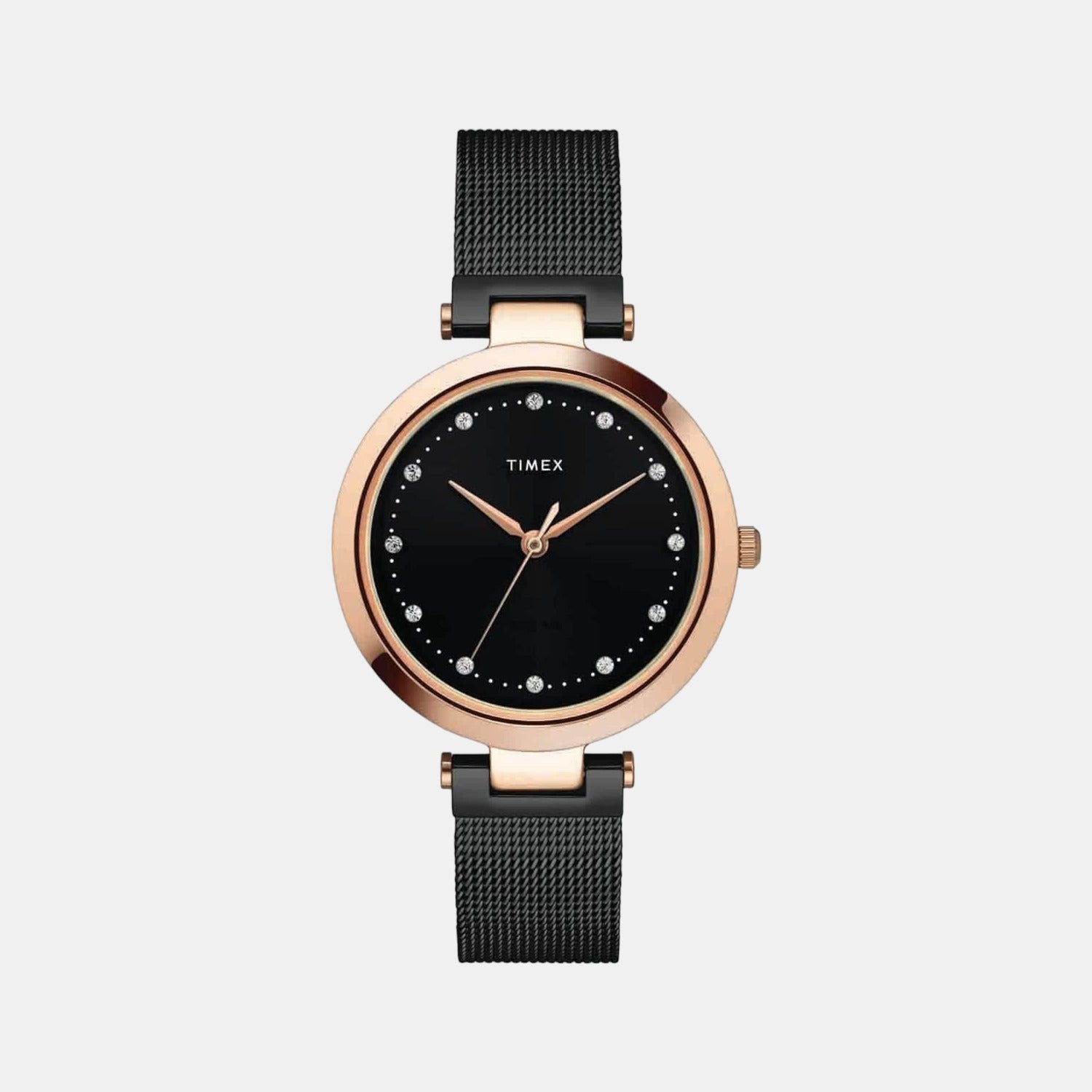Fashion Women Quartz Black Dial Analog Stainless Steel Watch TWEL11826
