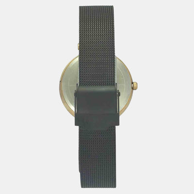 Fashion Women Quartz Black Dial Analog Stainless Steel Watch TWEL11826