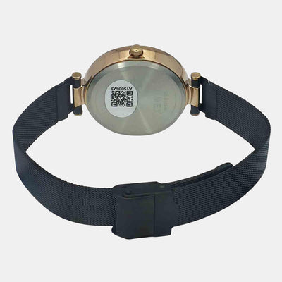 Fashion Women Quartz Black Dial Analog Stainless Steel Watch TWEL11826