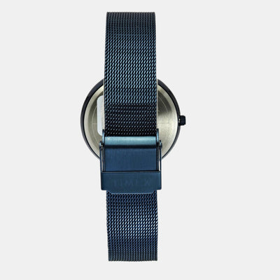 Fashion Women Quartz Blue Dial Analog Stainless Steel Watch TWEL11827