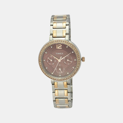 E Class Women Quartz Brown Dial Chronograph Stainless Steel Watch TWEL11905