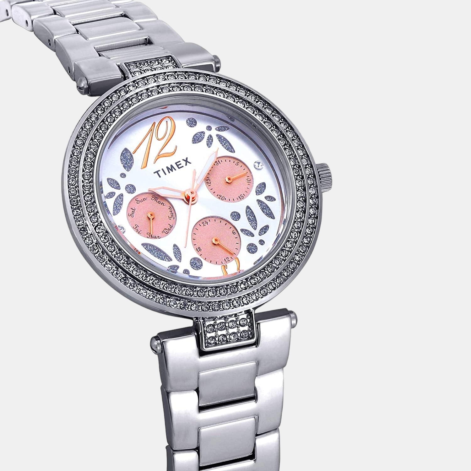 E Class Women Quartz Silver Dial Chronograph Stainless Steel Watch TWEL12001