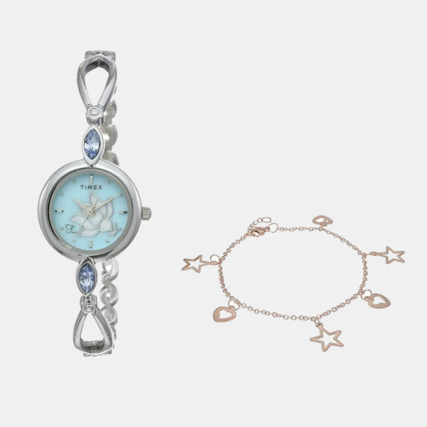 Fria Women Quartz Blue Dial Analog Stainless Steel Watch TWEL12400T