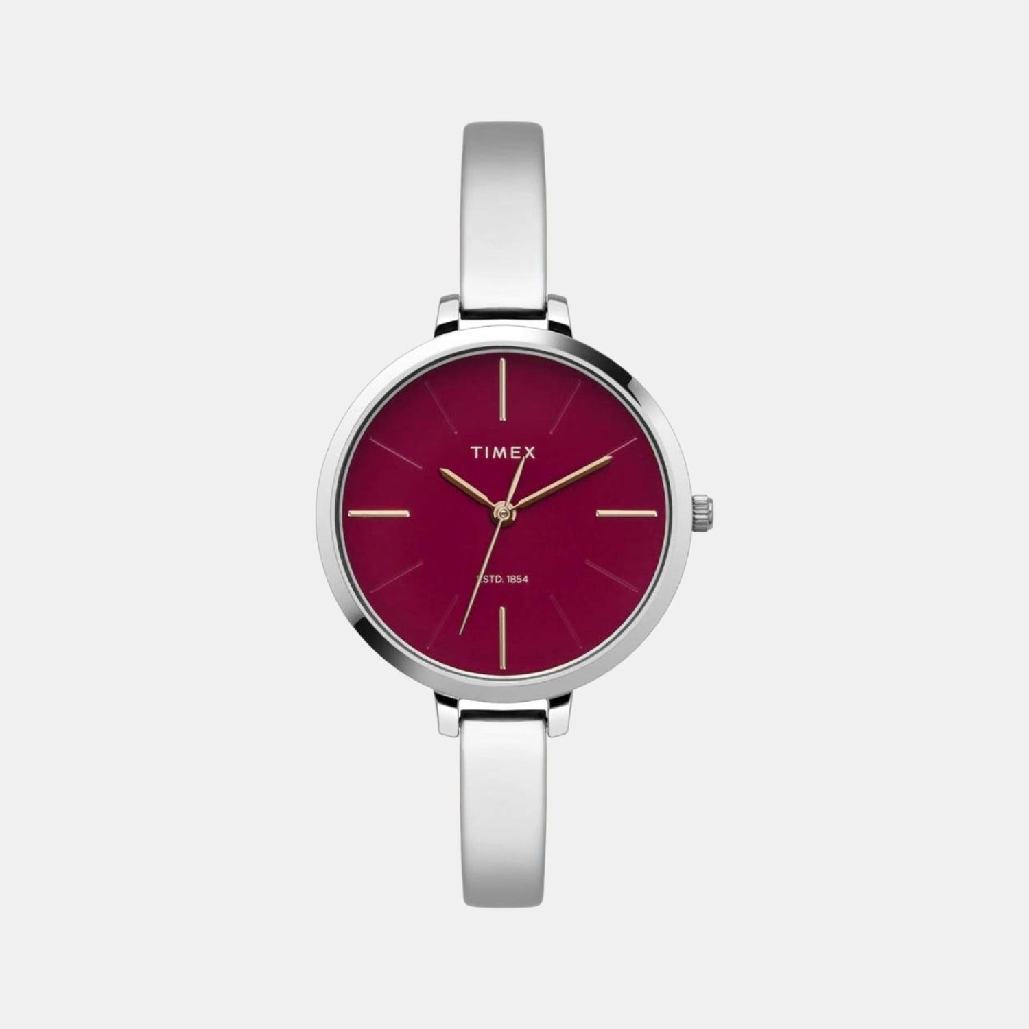 Fashion Women Quartz Red Dial Analog Stainless Steel Watch TWEL12801