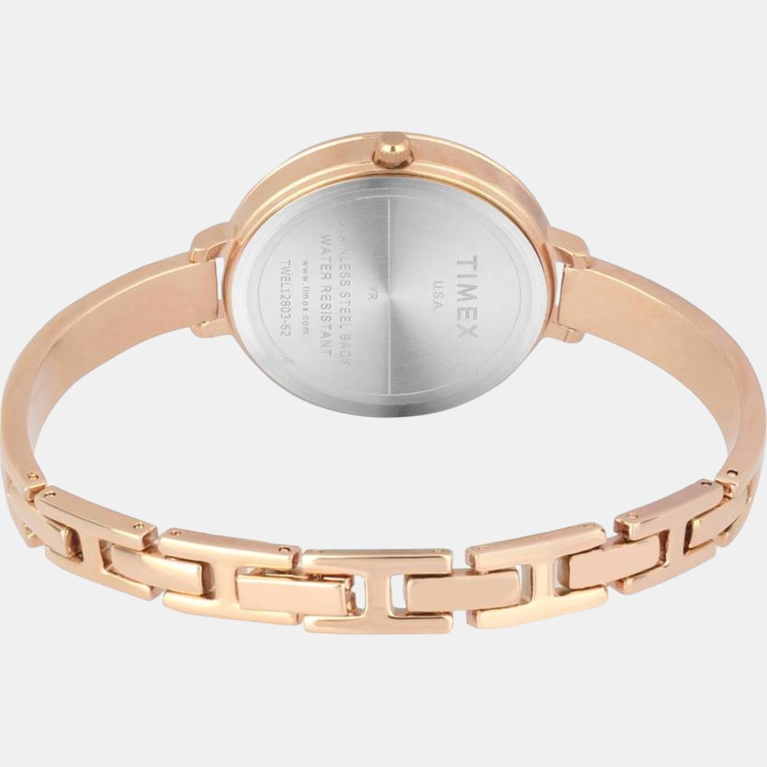 Fashion Women Quartz Rose Gold Dial Analog Stainless Steel Watch TWEL12803