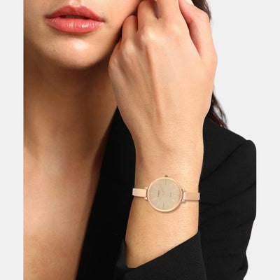 Fashion Women Quartz Rose Gold Dial Analog Stainless Steel Watch TWEL12803