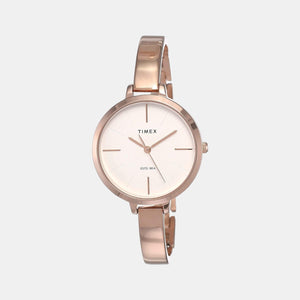 Fashion Women Quartz Beige Dial Analog Stainless Steel Watch TWEL12804