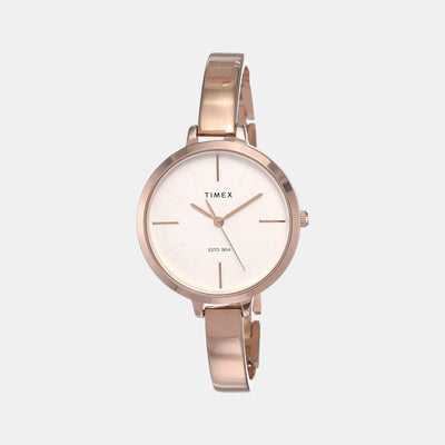 Fashion Women Quartz Beige Dial Analog Stainless Steel Watch TWEL12804