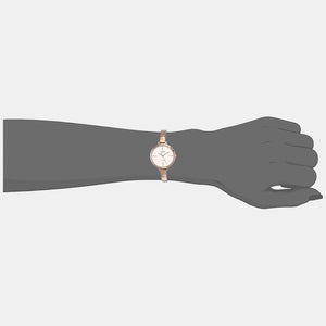 Fashion Women Quartz Beige Dial Analog Stainless Steel Watch TWEL12804