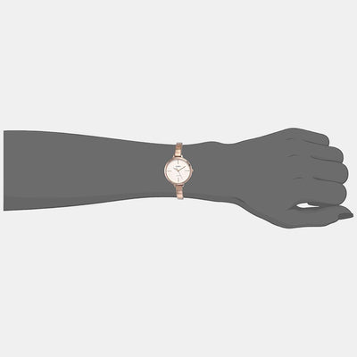Fashion Women Quartz Beige Dial Analog Stainless Steel Watch TWEL12804