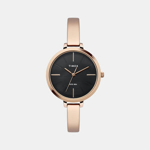 Fashion Women Quartz Black Dial Analog Stainless Steel Watch TWEL12805