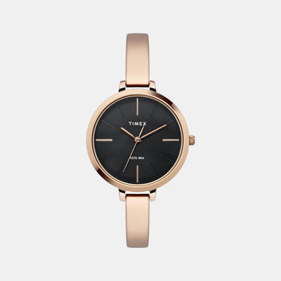 Fashion Women Quartz Black Dial Analog Stainless Steel Watch TWEL12805