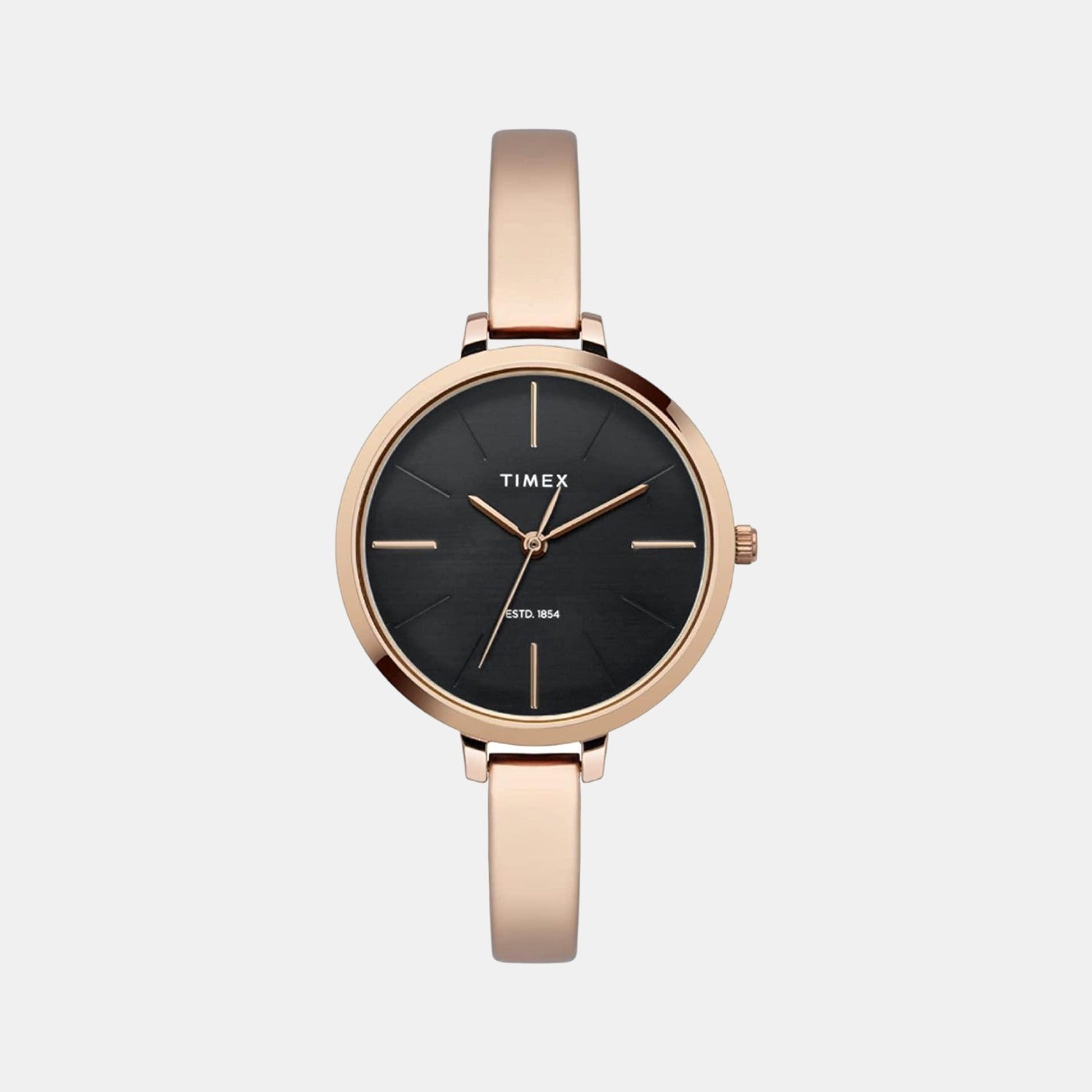 Fashion Women Quartz Black Dial Analog Stainless Steel Watch TWEL12805