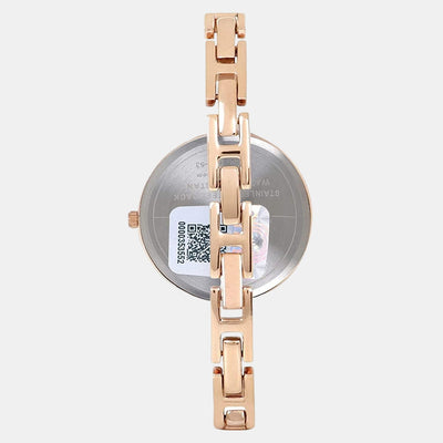 Fashion Women Quartz Black Dial Analog Stainless Steel Watch TWEL12805