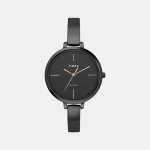 Fashion Women Quartz Black Dial Analog Stainless Steel Watch TWEL12815