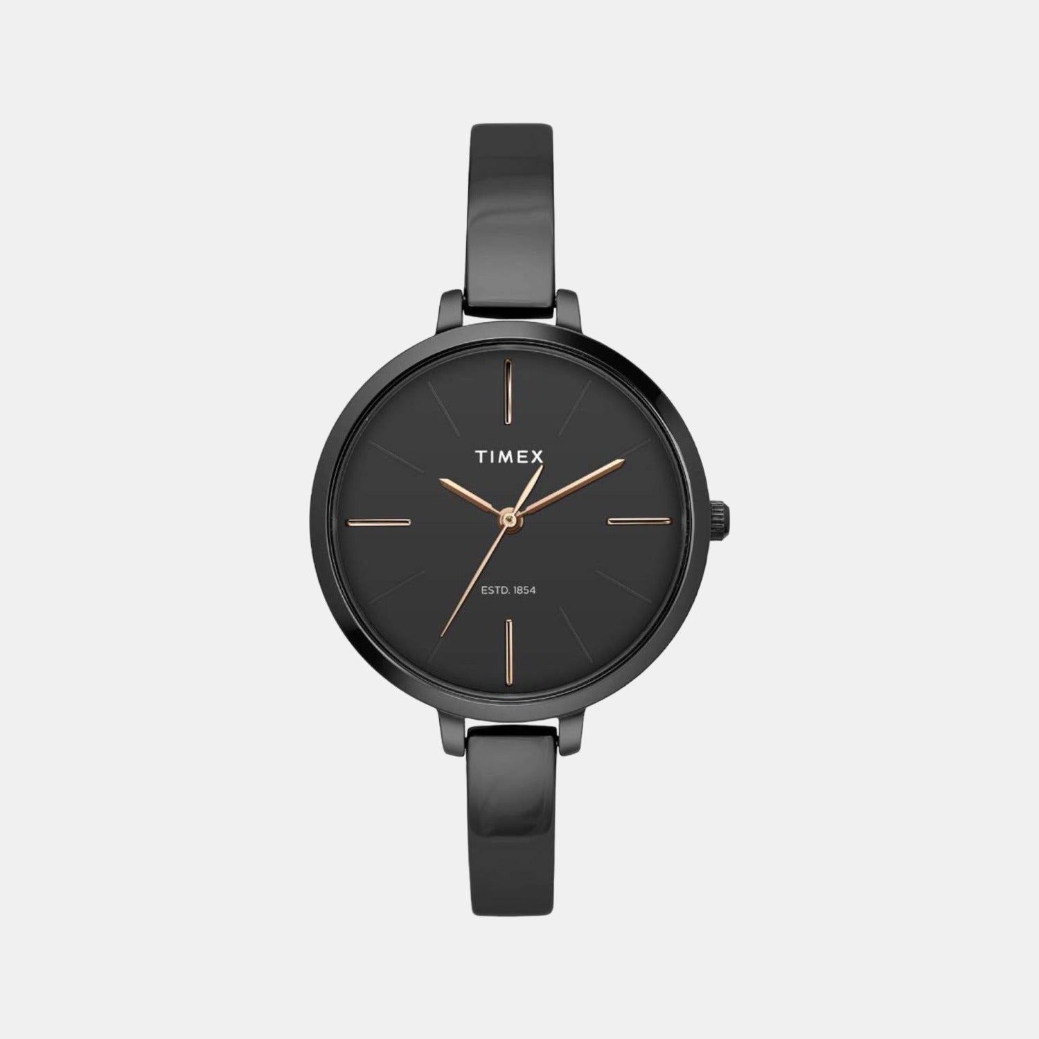 Fashion Women Quartz Black Dial Analog Stainless Steel Watch TWEL12815