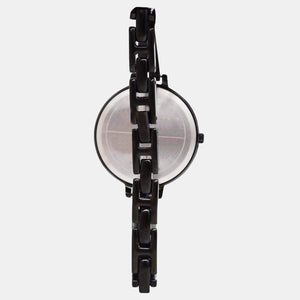Fashion Women Quartz Black Dial Analog Stainless Steel Watch TWEL12815