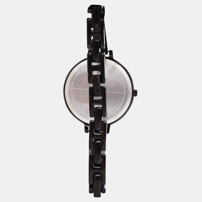 Fashion Women Quartz Black Dial Analog Stainless Steel Watch TWEL12815