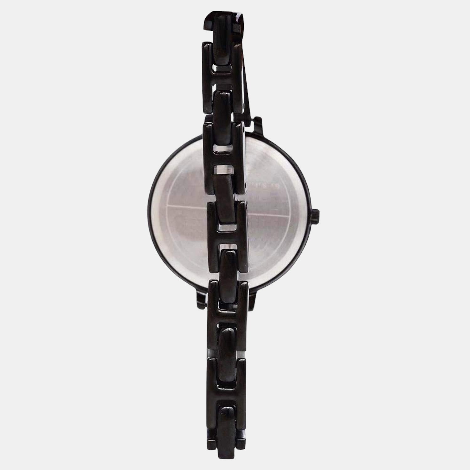 Fashion Women Quartz Black Dial Analog Stainless Steel Watch TWEL12815