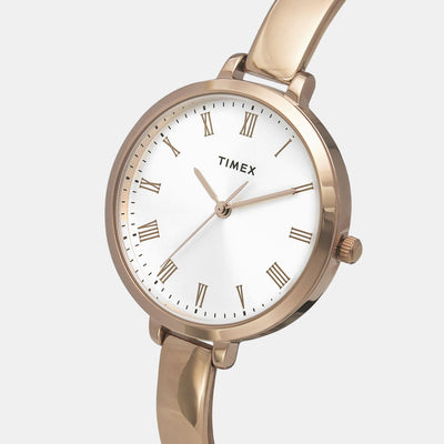 Fashion Women Quartz Silver Dial Analog Brass Watch TWEL12817