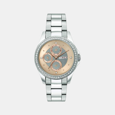 E Class Women Quartz Rose Gold Dial Chronograph Stainless Steel Watch TWEL13000