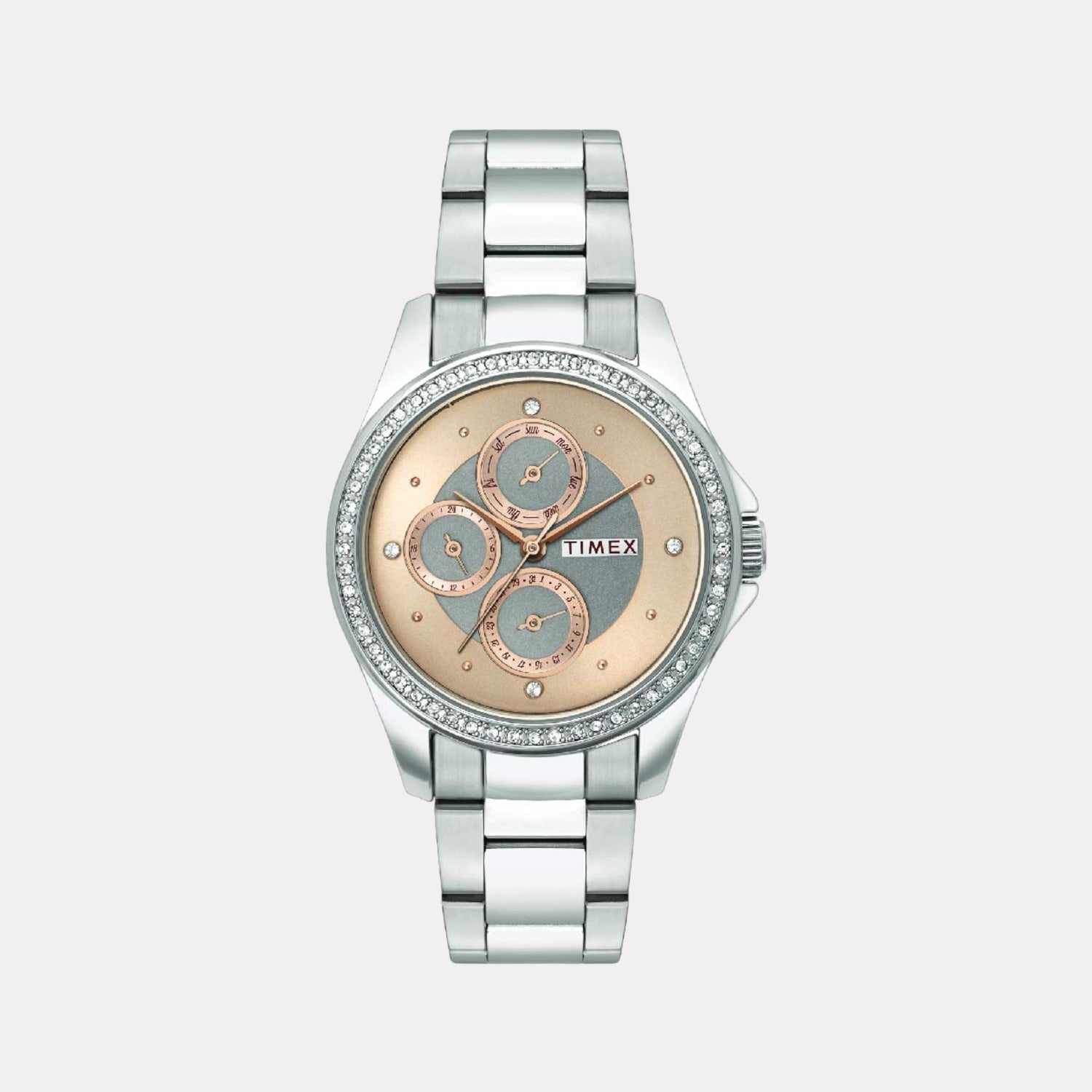 E Class Women Quartz Rose Gold Dial Chronograph Stainless Steel Watch TWEL13000