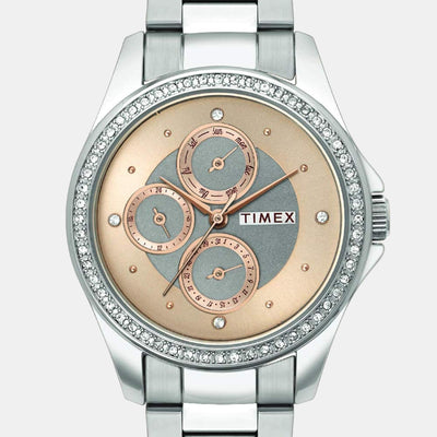 E Class Women Quartz Rose Gold Dial Chronograph Stainless Steel Watch TWEL13000